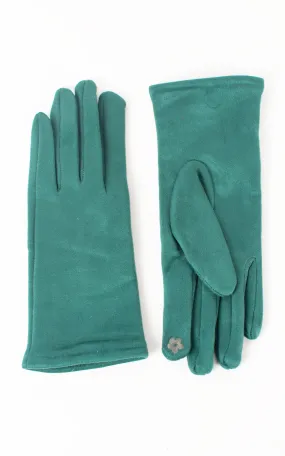 Faux Suede Plain Gloves | Green