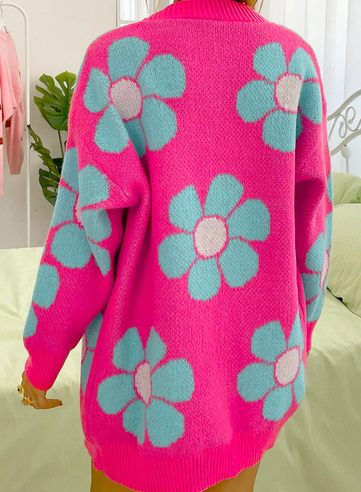 Floral Print Knitted Cardigan