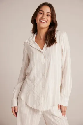 Flowy Button Down - White Sand Stripe