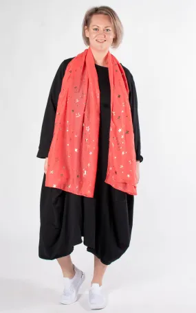 Foil Stars Scarf | Coral