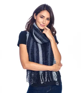 Fringe Alpaca Scarf - Boucle - Charcoal