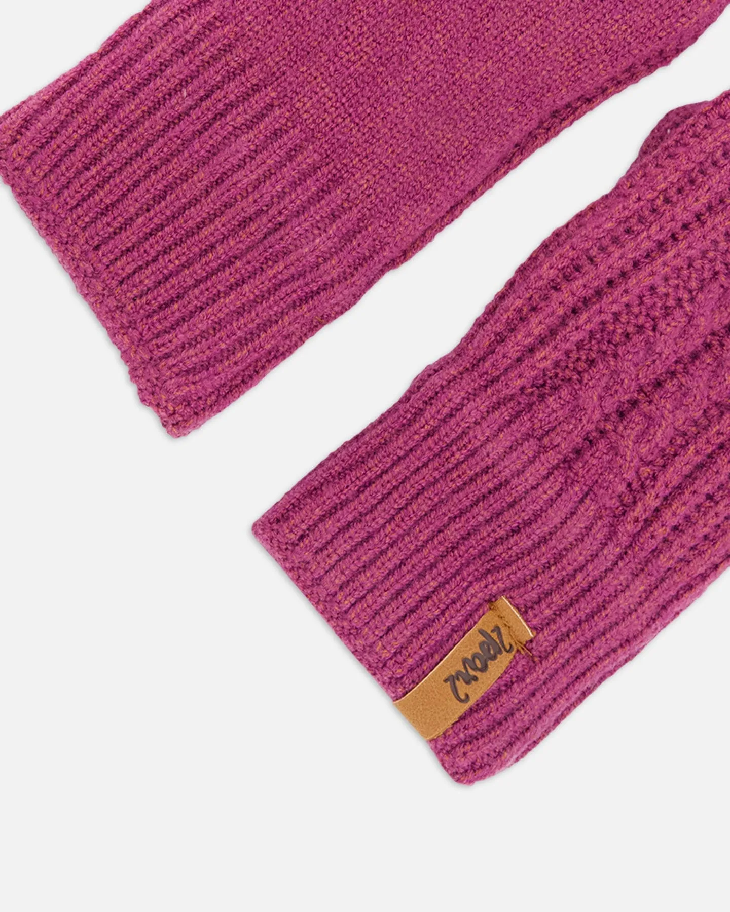 Girls Knitted Mittens Burgundy