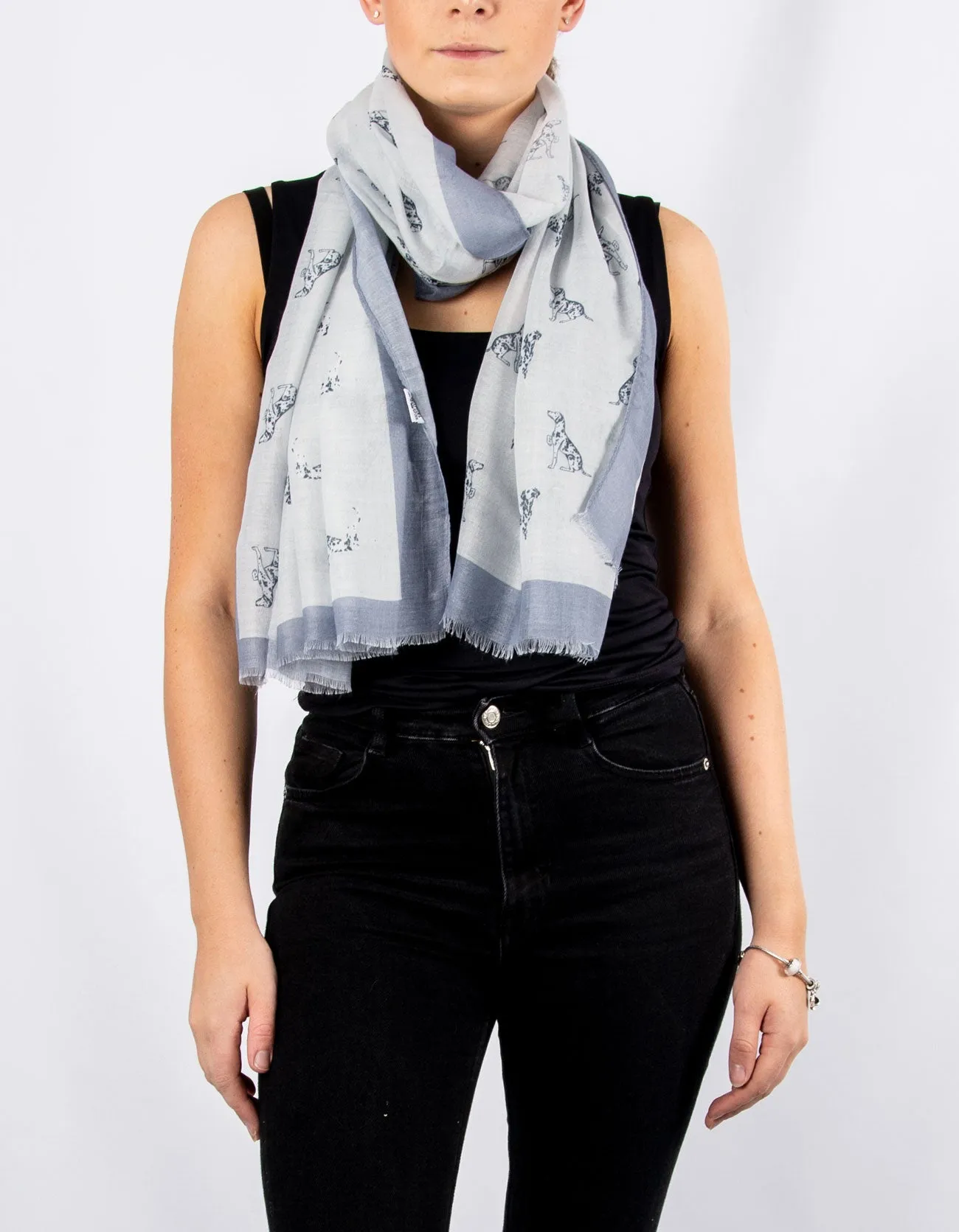 Grey Dalmation Print Scarf