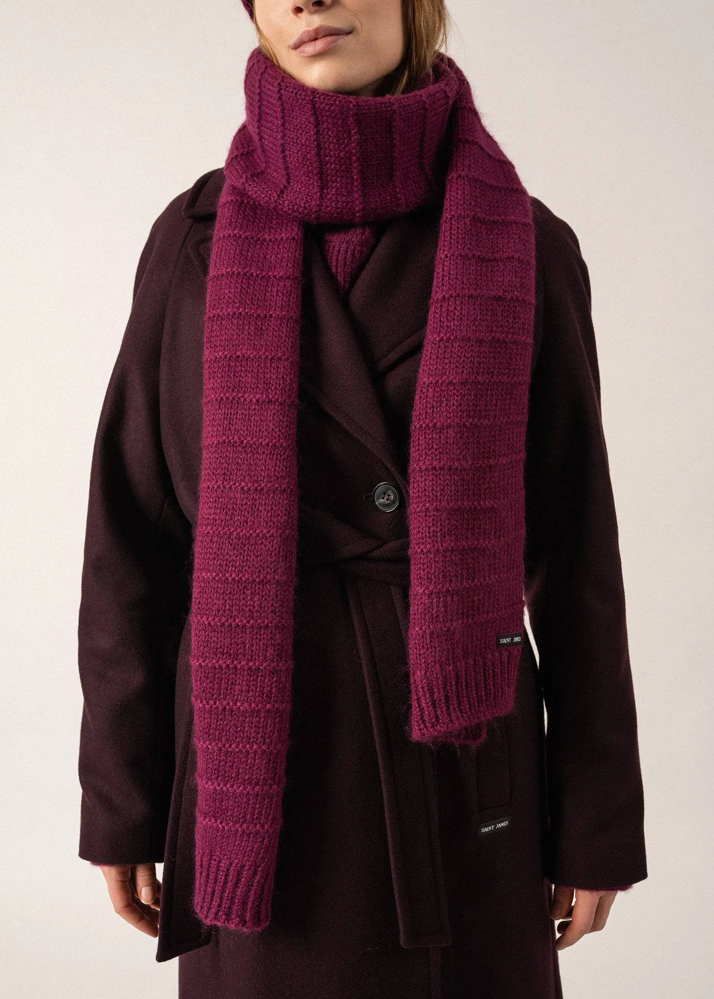 Grisons Mohair Scarf - in structured jersey (PRUNE)