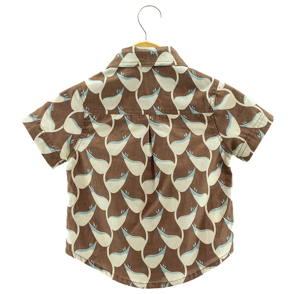 Heliconia Cocoa Button Down Scrappy Shirt, 4 Sizes