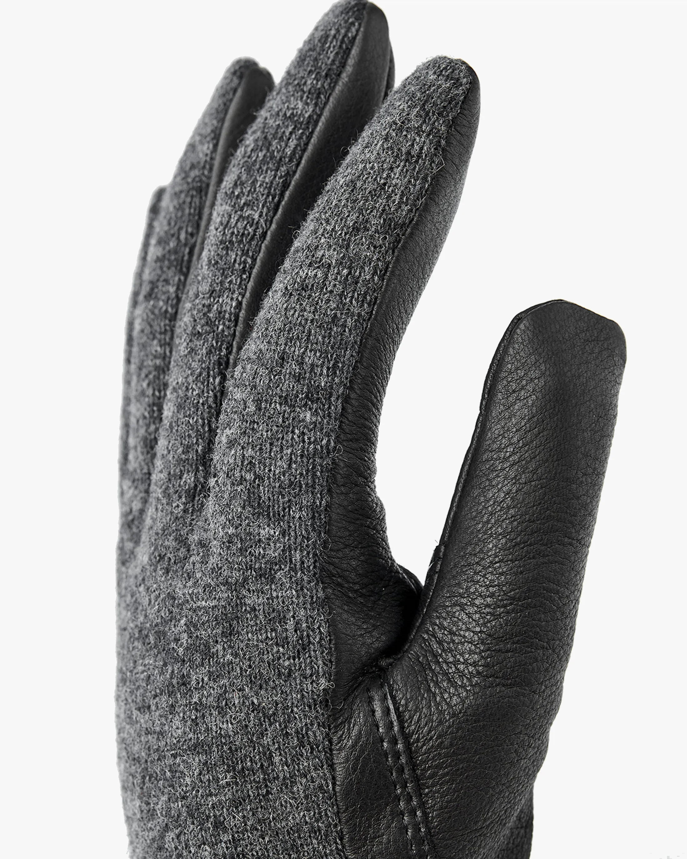 Hestra Deerskin Wool Tricot Gloves - Charcoal / Black