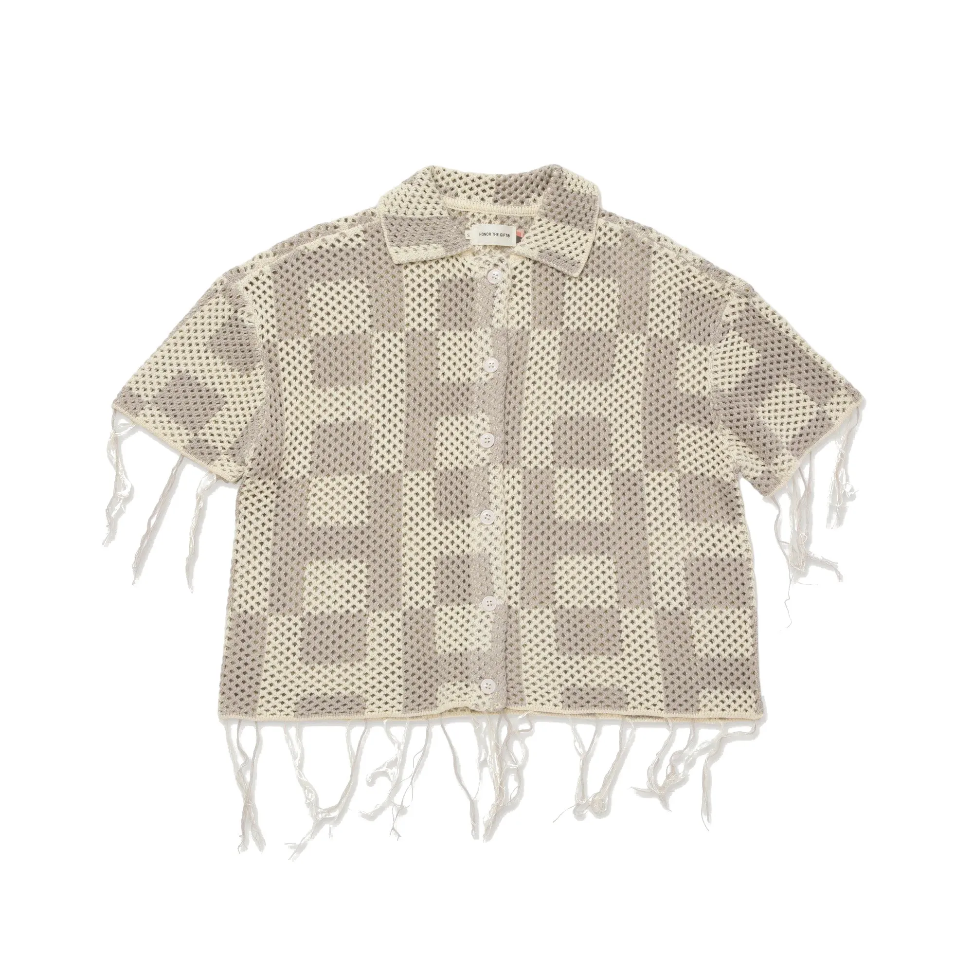 Honor The Gift Unisex Crochet SS Button Down 'Stone'