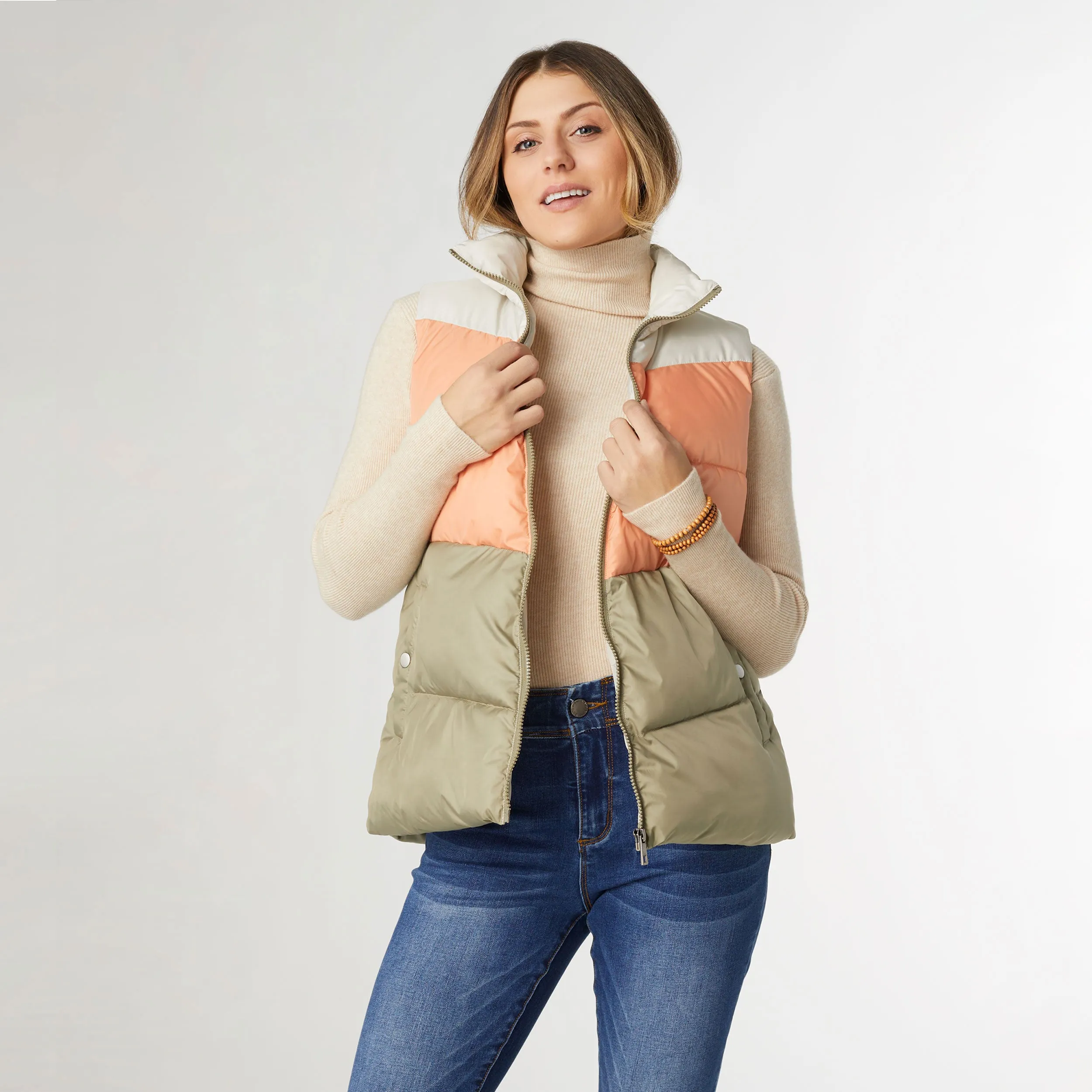 Jaylini Colorblock Puffer Vest - Canyon Sunset