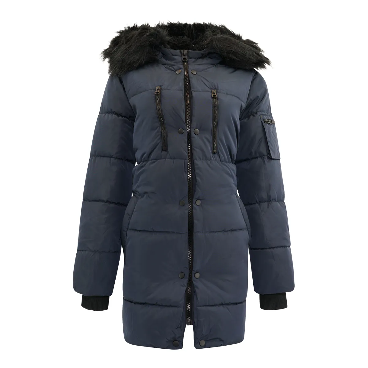 Jessica Simpson Long Puffer Jacket Navy S