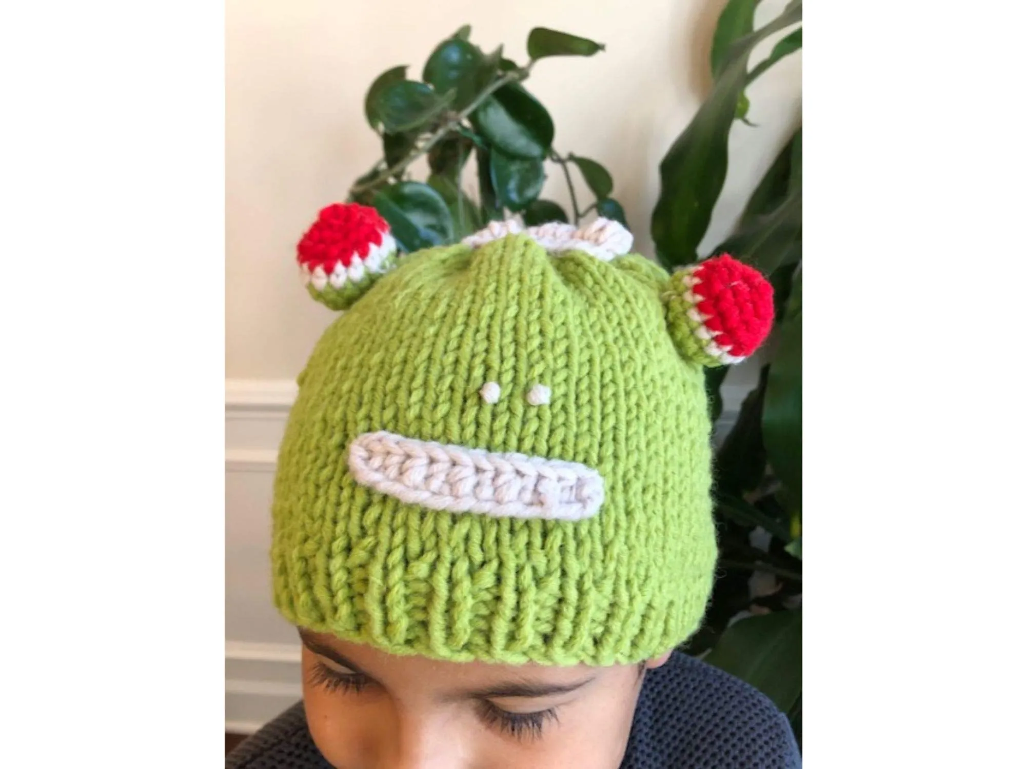 Kids Beanie Hat, Kids Winter Hand-Knitted Wool Frog Animal Theme Hat