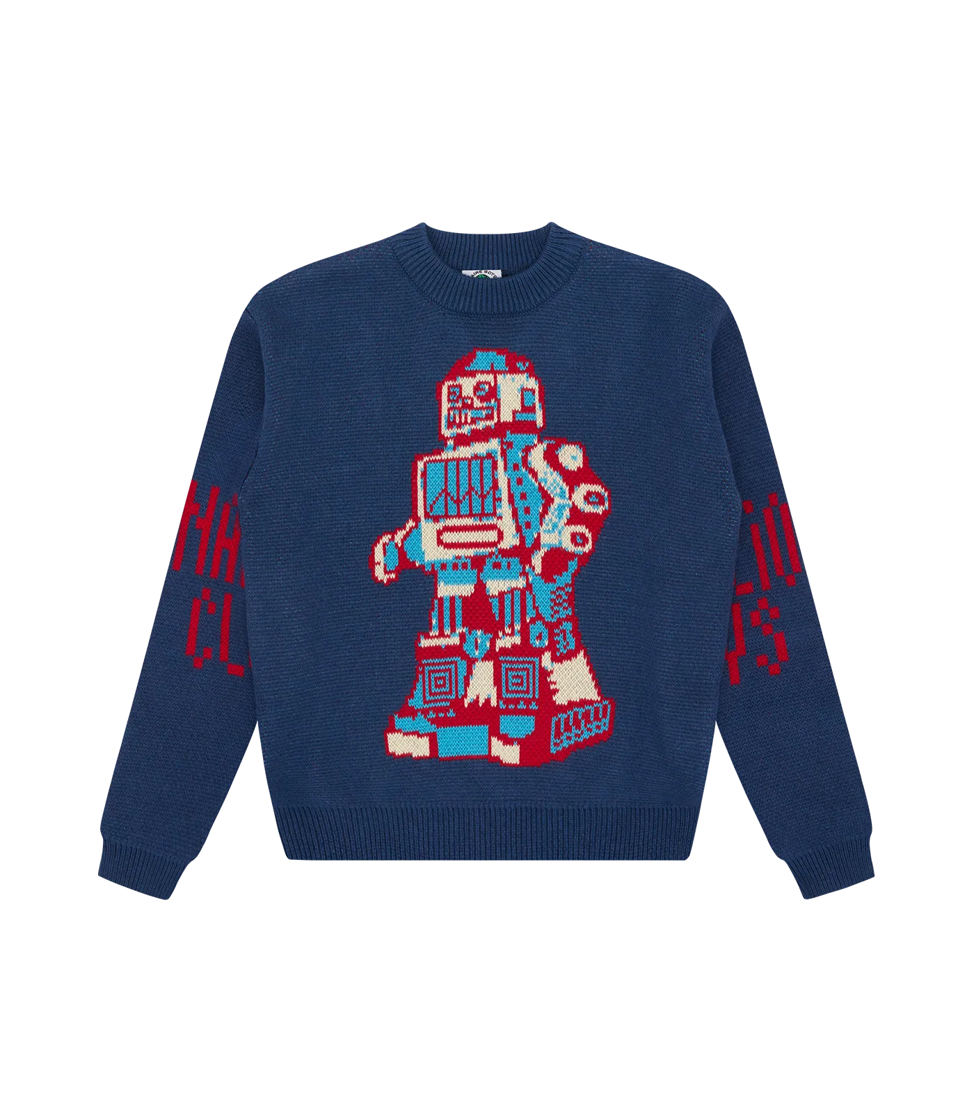 KIDS WALKING ROBOT KNITTED JUMPER - NAVY