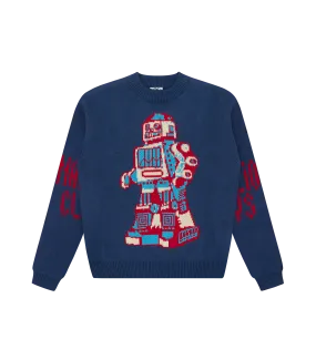 KIDS WALKING ROBOT KNITTED JUMPER - NAVY