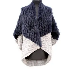 Knitted Cocoon With Rex- Navy/Grey