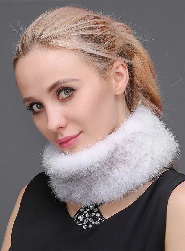 Knitted mink headband & neck warmer