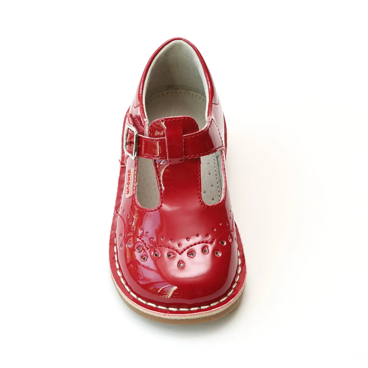 L'Amour Girls T-Strap Stitch Down Teardrop Mary Janes