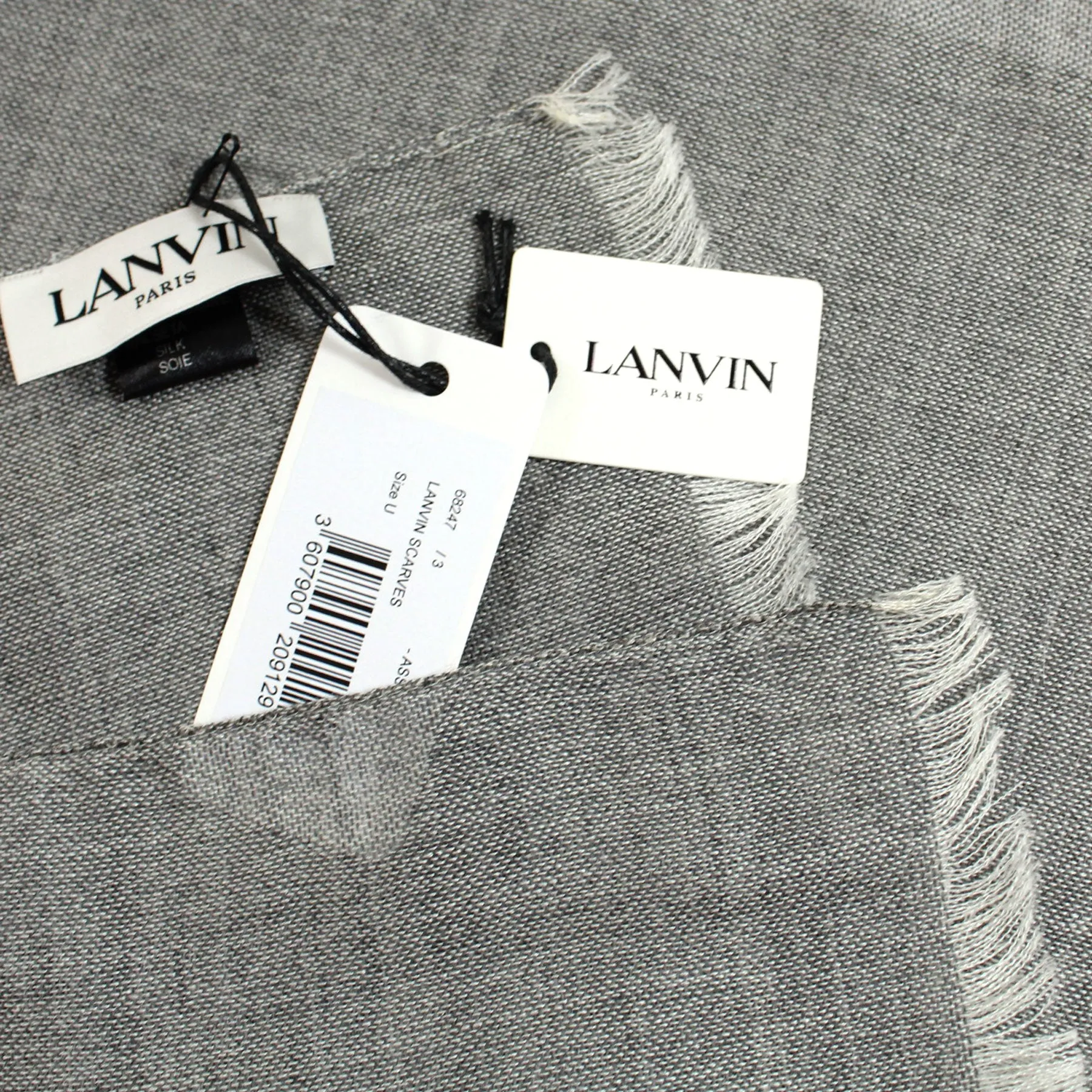 Lanvin Scarf Gray Solid - Cashmere Silk Shawl SALE