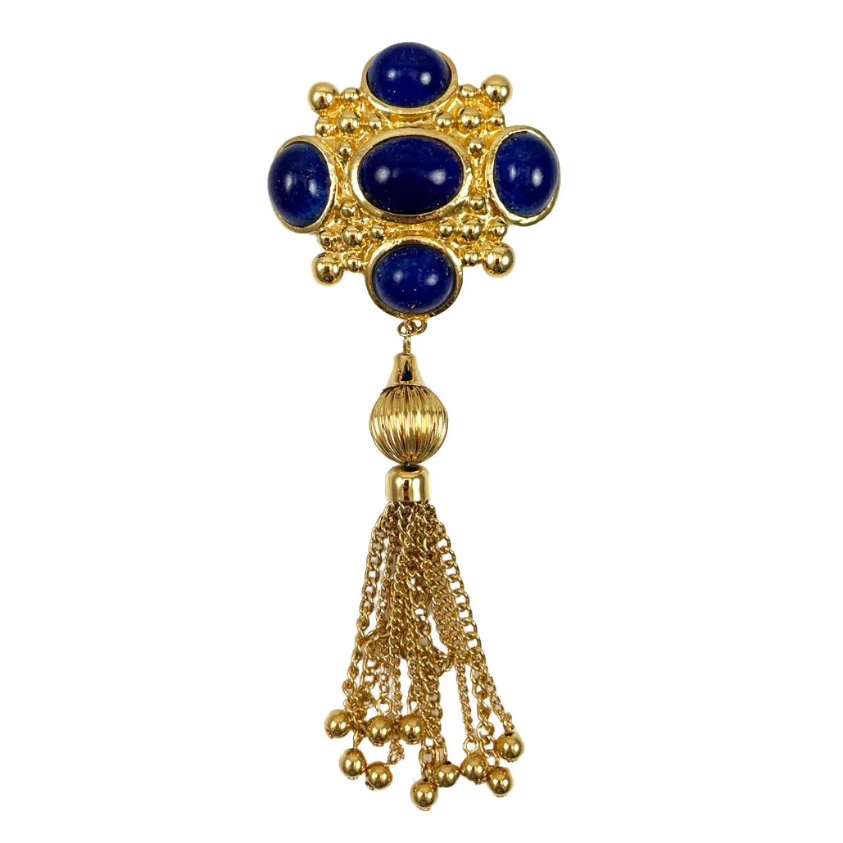 Lapis Tassel  Brooch Vintage