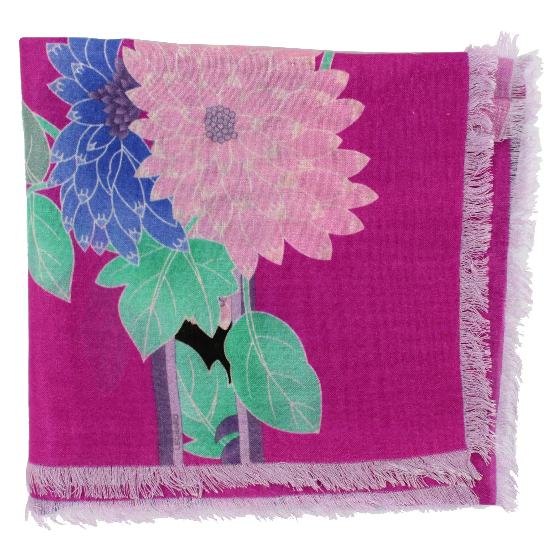 Leonard Paris Scarf Magenta Floral - Cashmere Silk Shawl