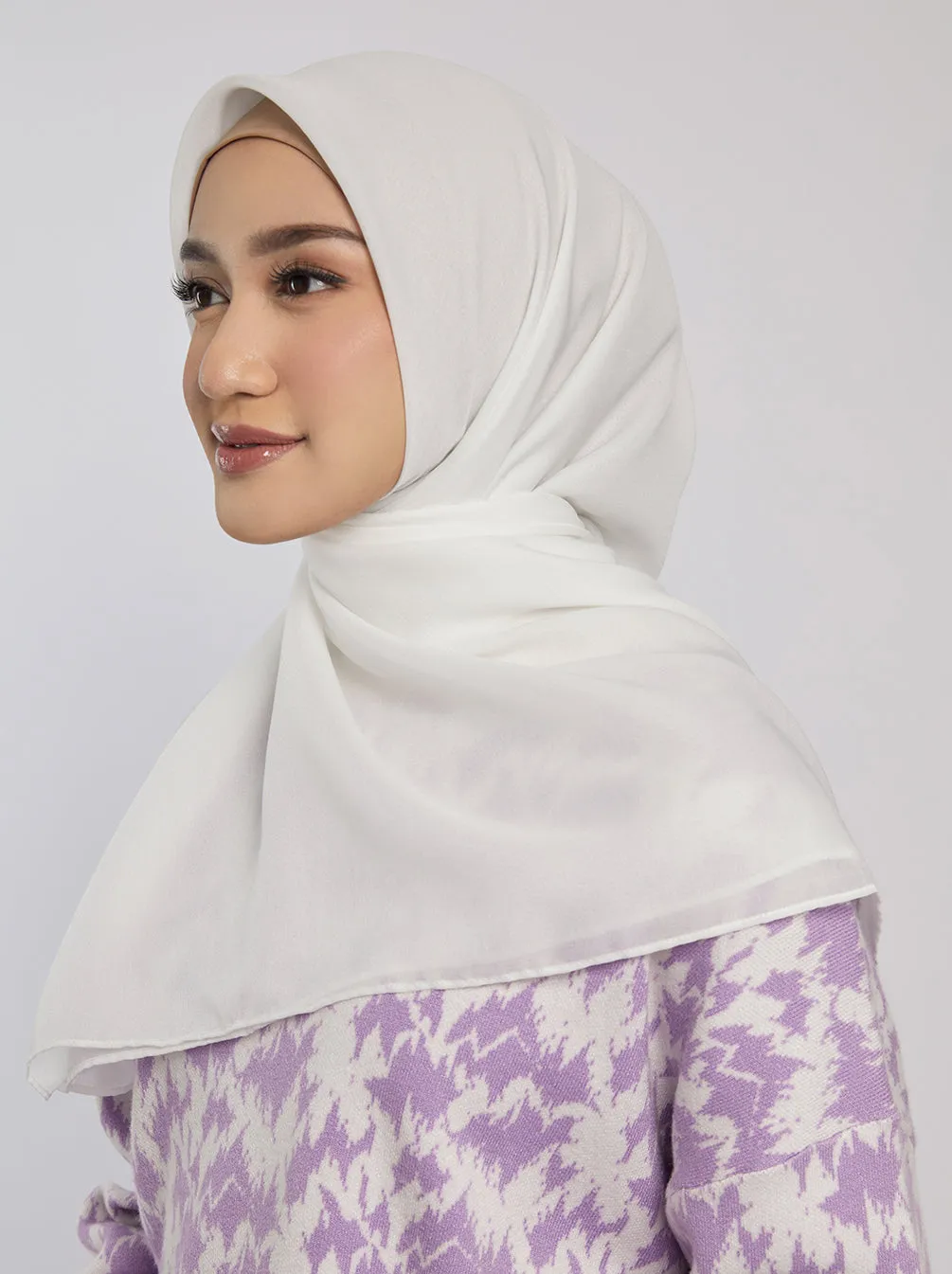 LIGHT VOILE SCARF PLAIN WHITE