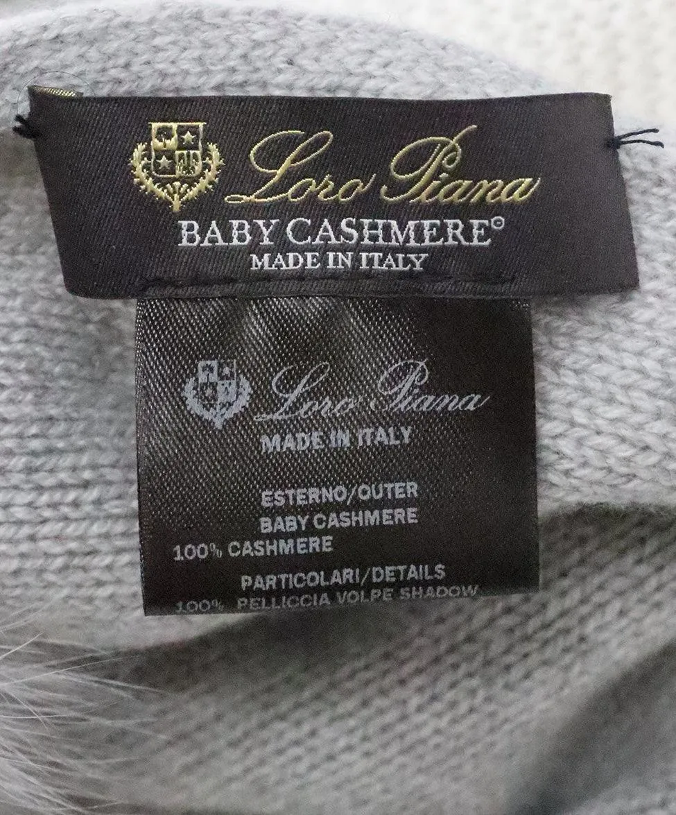 Loro Piana Grey Cashmere Embroidered Scarf