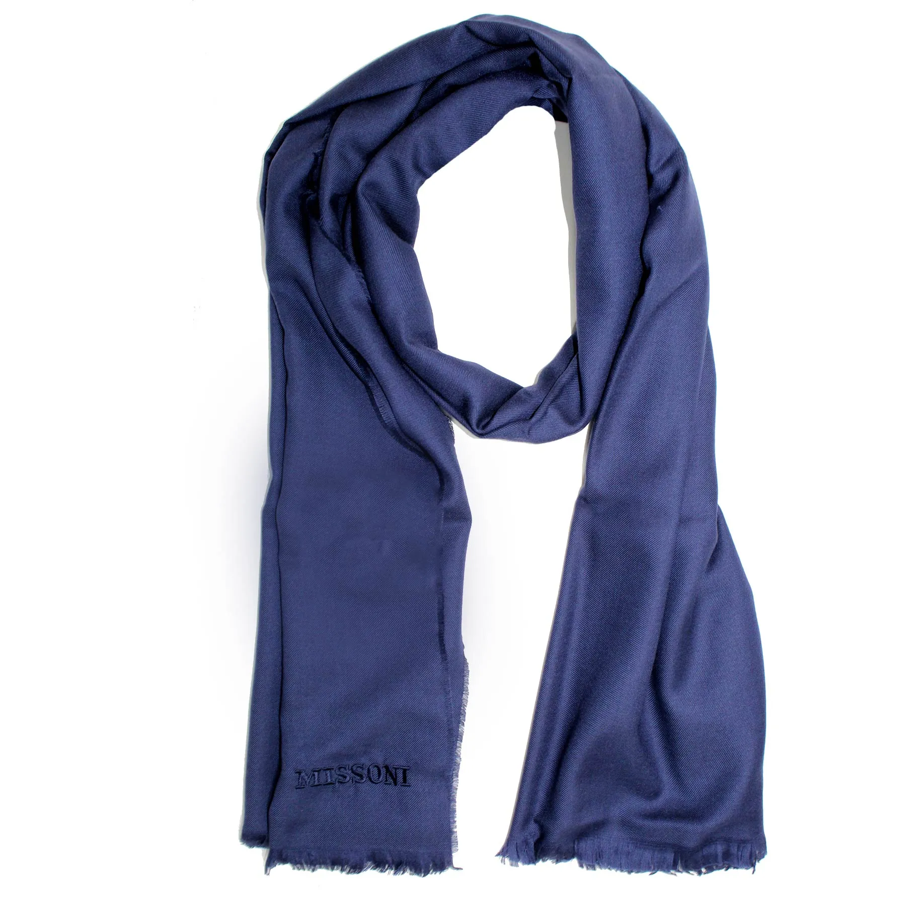 Missoni Scarf Dark Blue Design - Cashmere Silk Designer Shawl