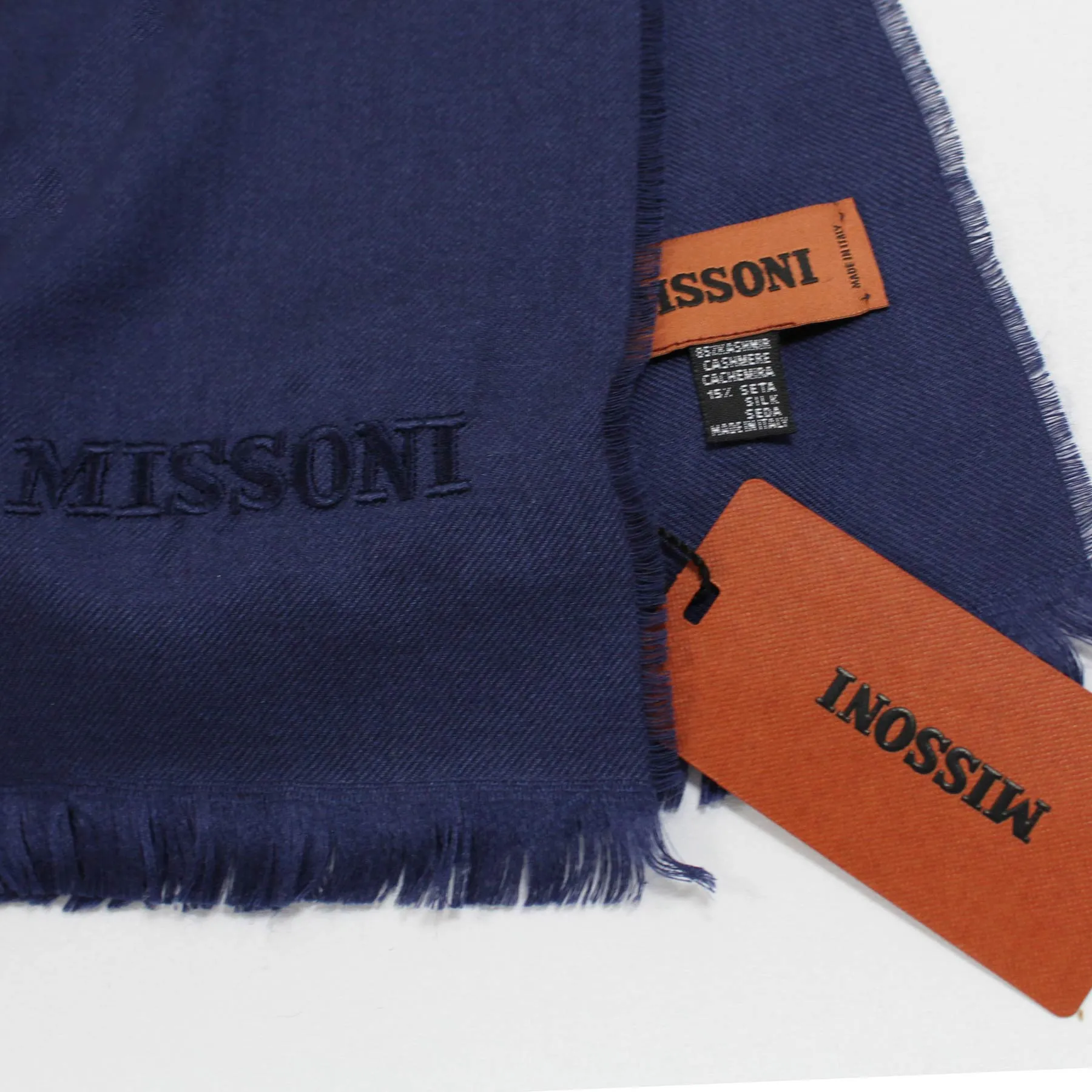 Missoni Scarf Dark Blue Design - Cashmere Silk Designer Shawl