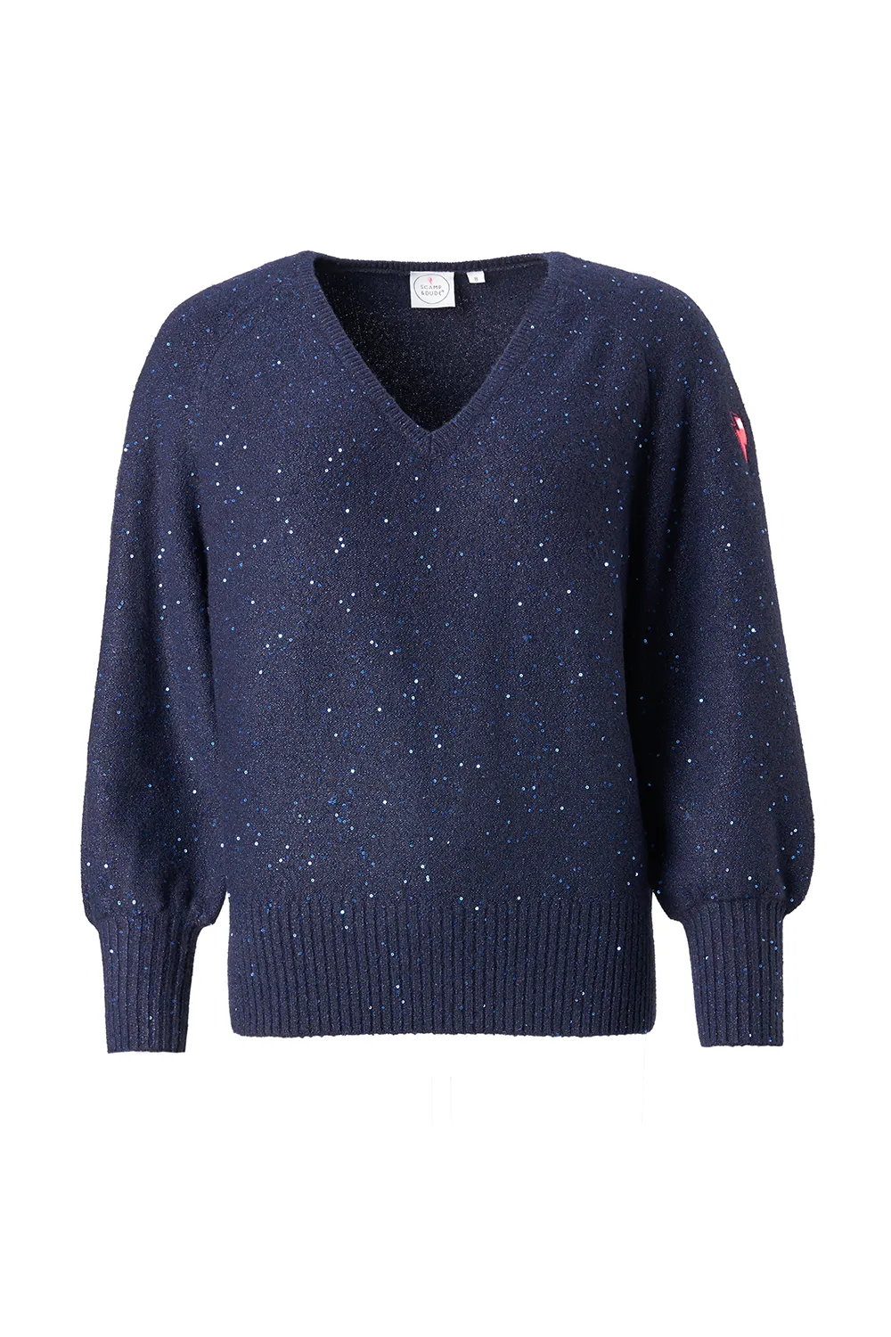 Navy Sparkle V-Neck Knitted Jumper