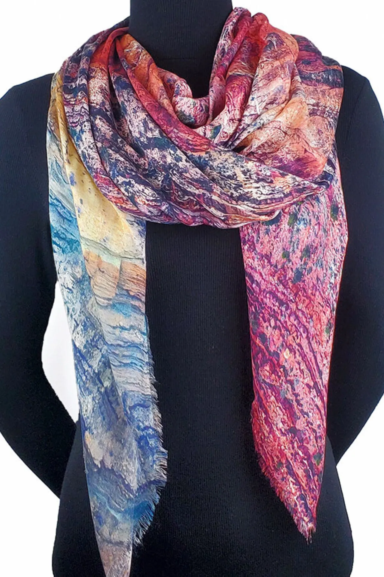 Oversized Square Italian Cashmere Blend Scarf - Layers of Time Grand Canyon - Arizona