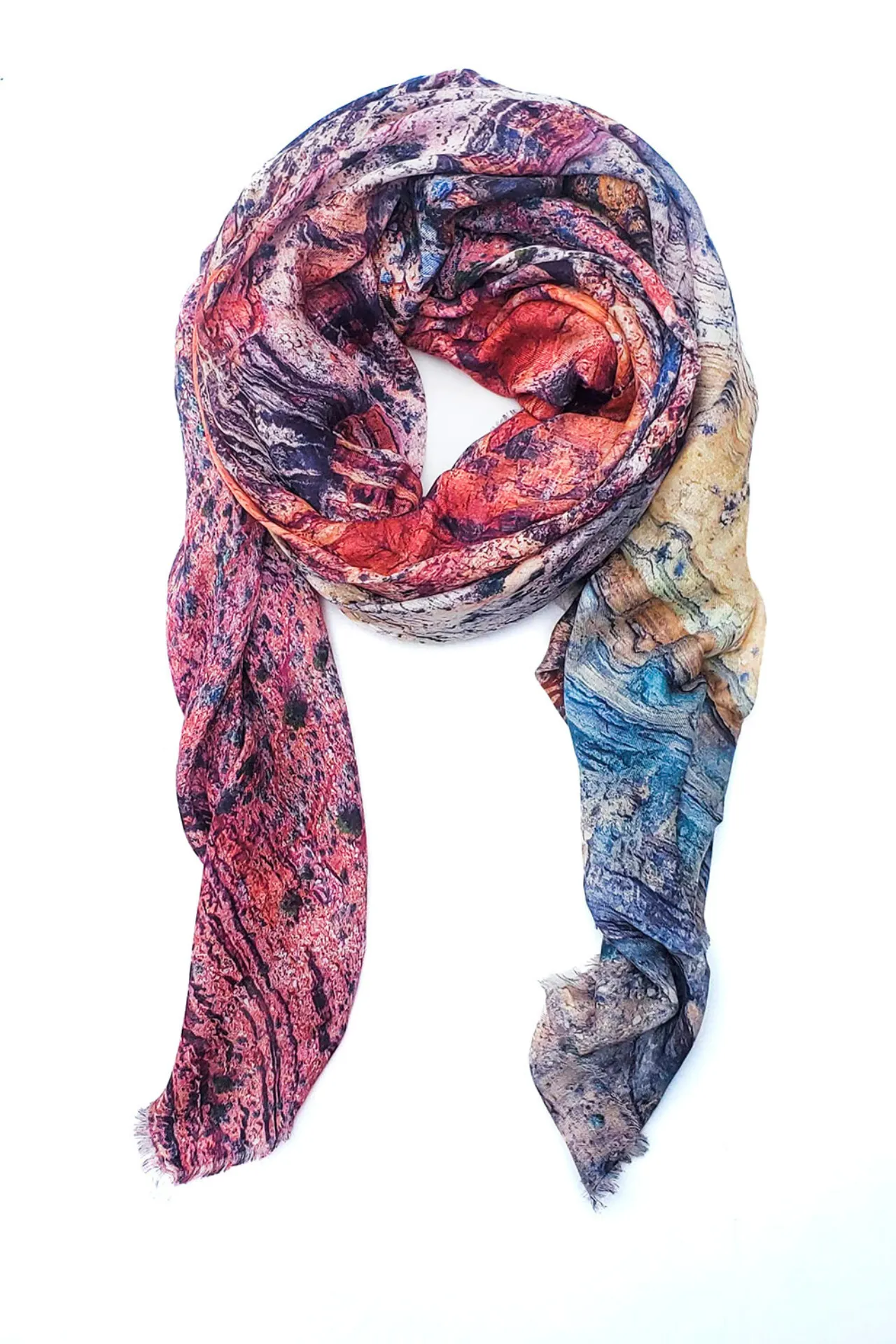 Oversized Square Italian Cashmere Blend Scarf - Layers of Time Grand Canyon - Arizona