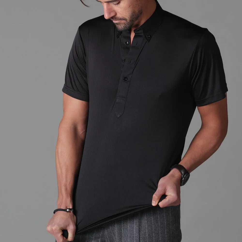 Oxford Button Down Collar Polo Black