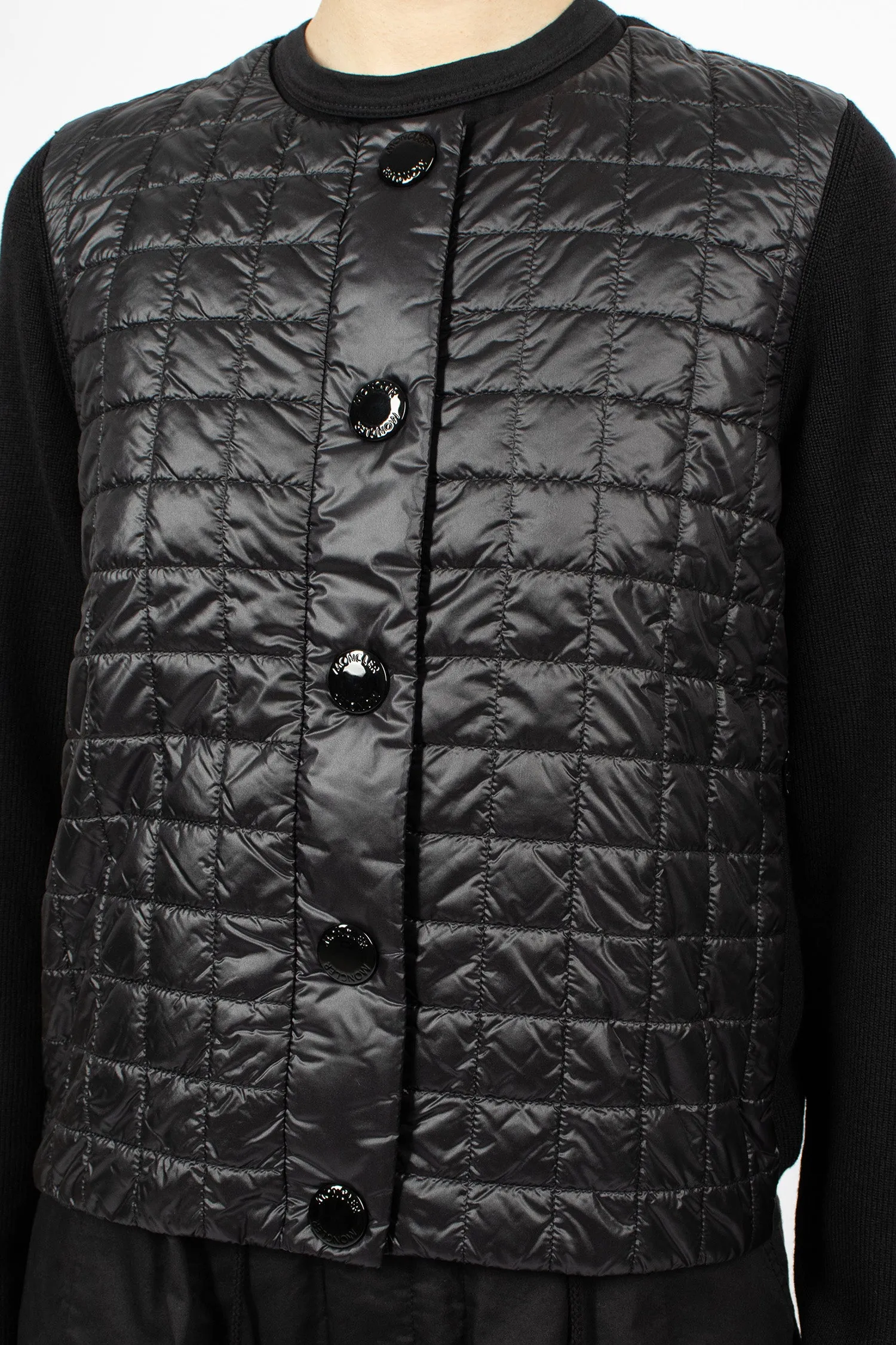 Padded Wool Cardigan Black