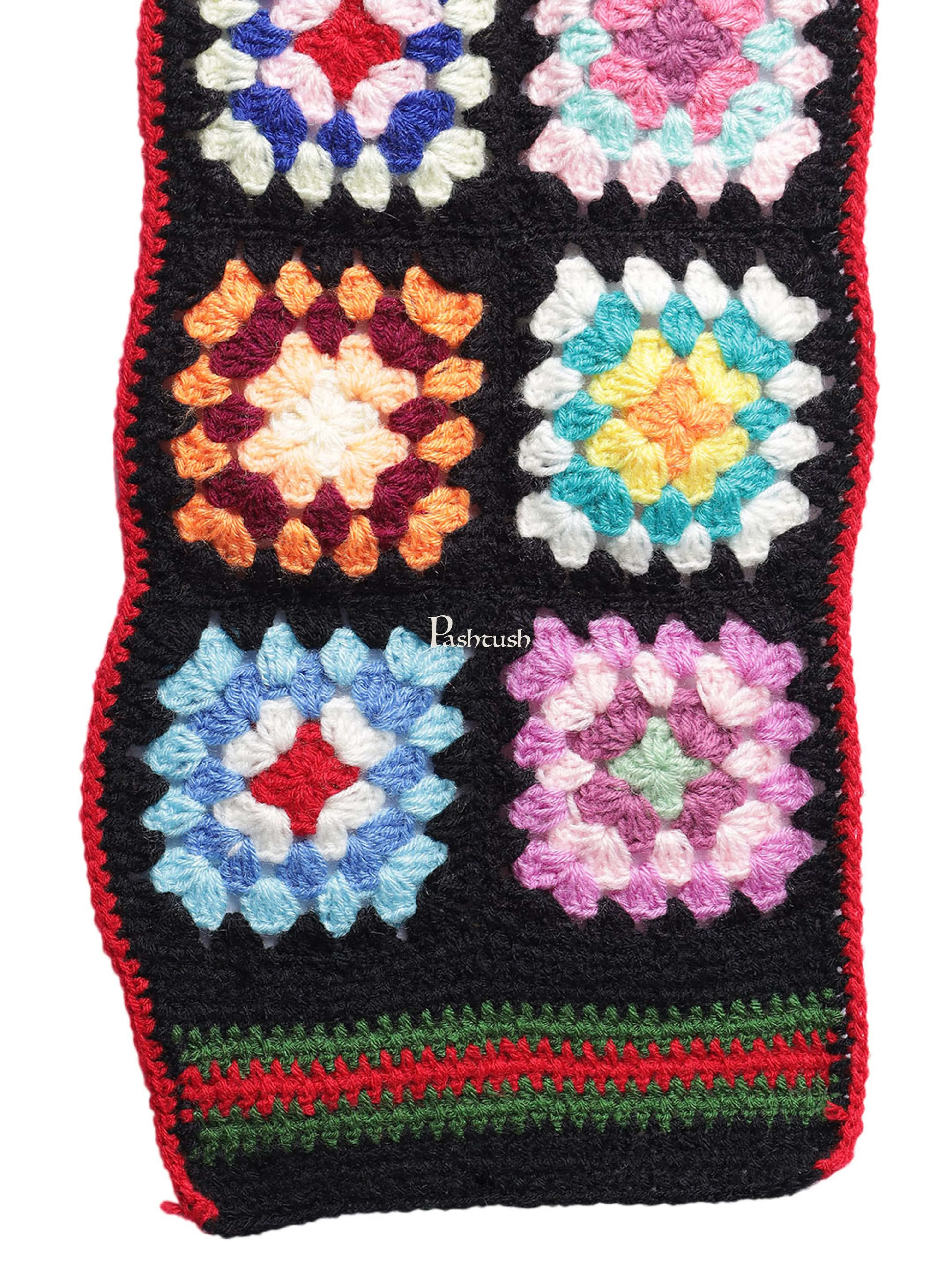 Pashtush Handmade Womens Stole, Hand Knitted, Checkered Scarf ( Alchemy Collection ), Multicoloured