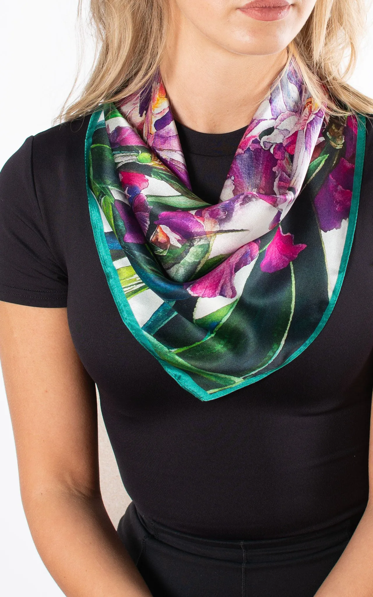 Purple Iris Square Silk Scarf