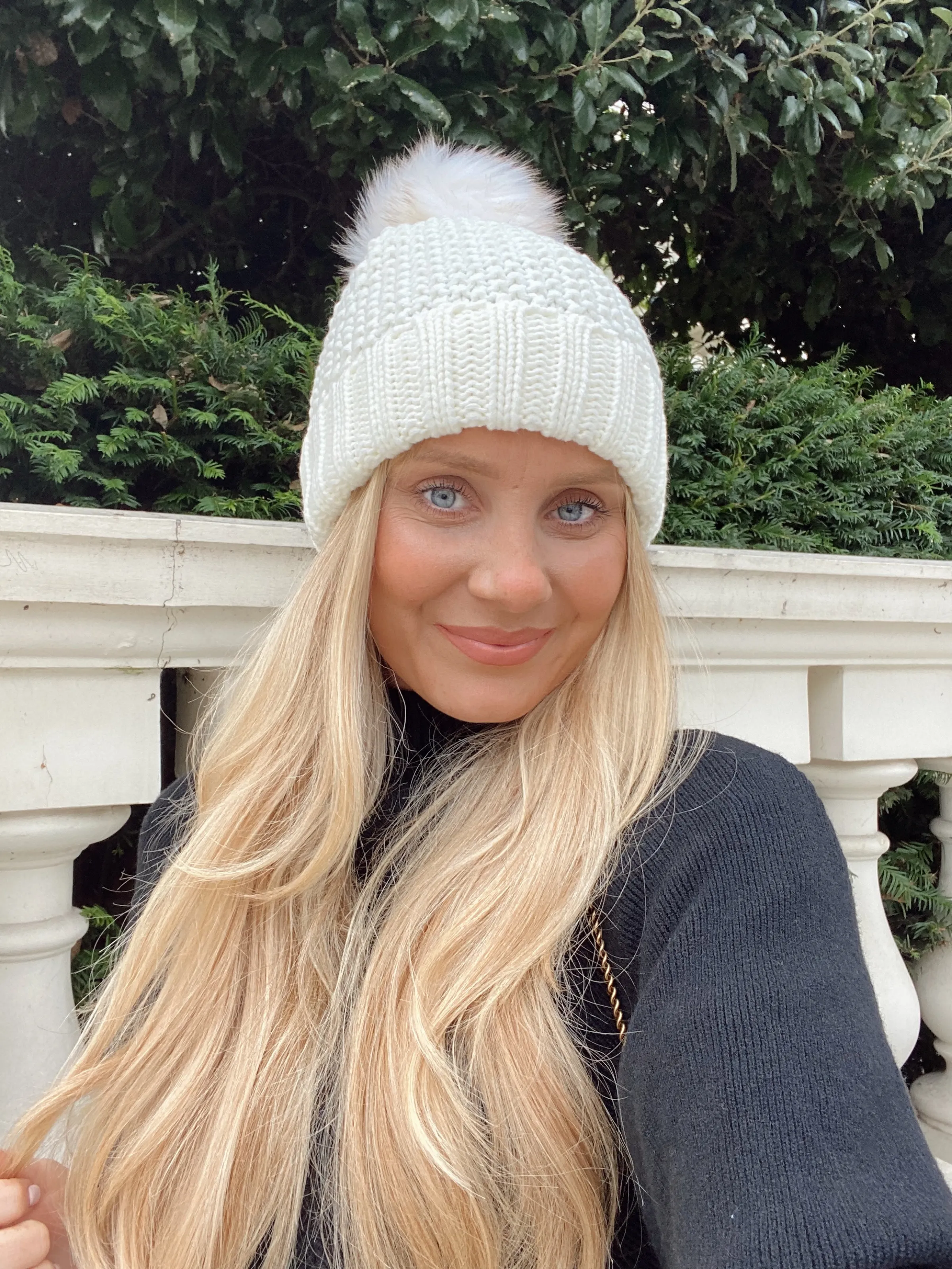 Sammy Ivory Knitted Pom Pom Bobble Hat