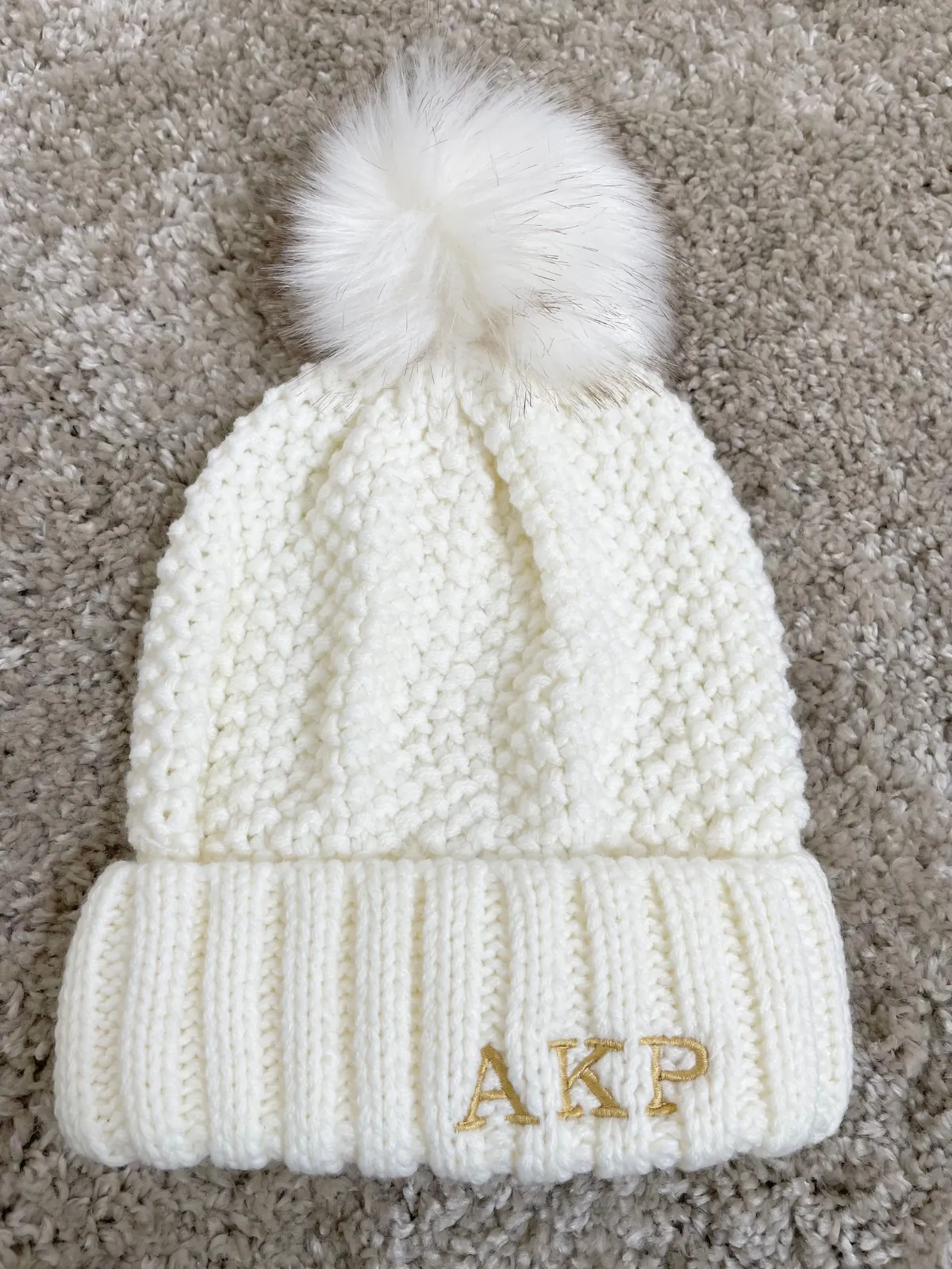 Sammy Ivory Knitted Pom Pom Bobble Hat