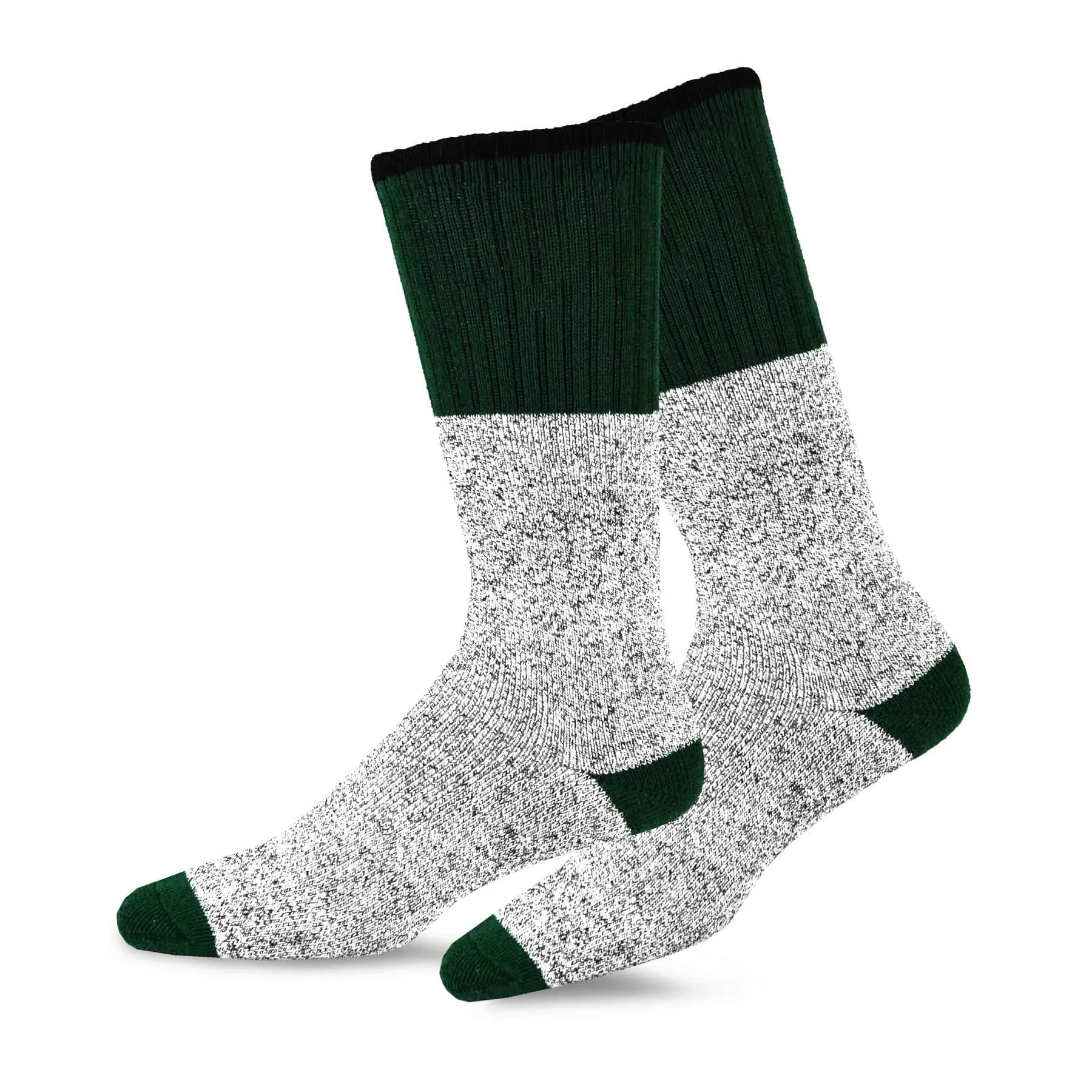 TeeHee Socks Men's Thermal Cotton Crew Green Tip 2-Pack (50766)