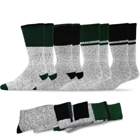 TeeHee Socks Men's Thermal Cotton Crew Solid Black/Green 4-Pack (50766)