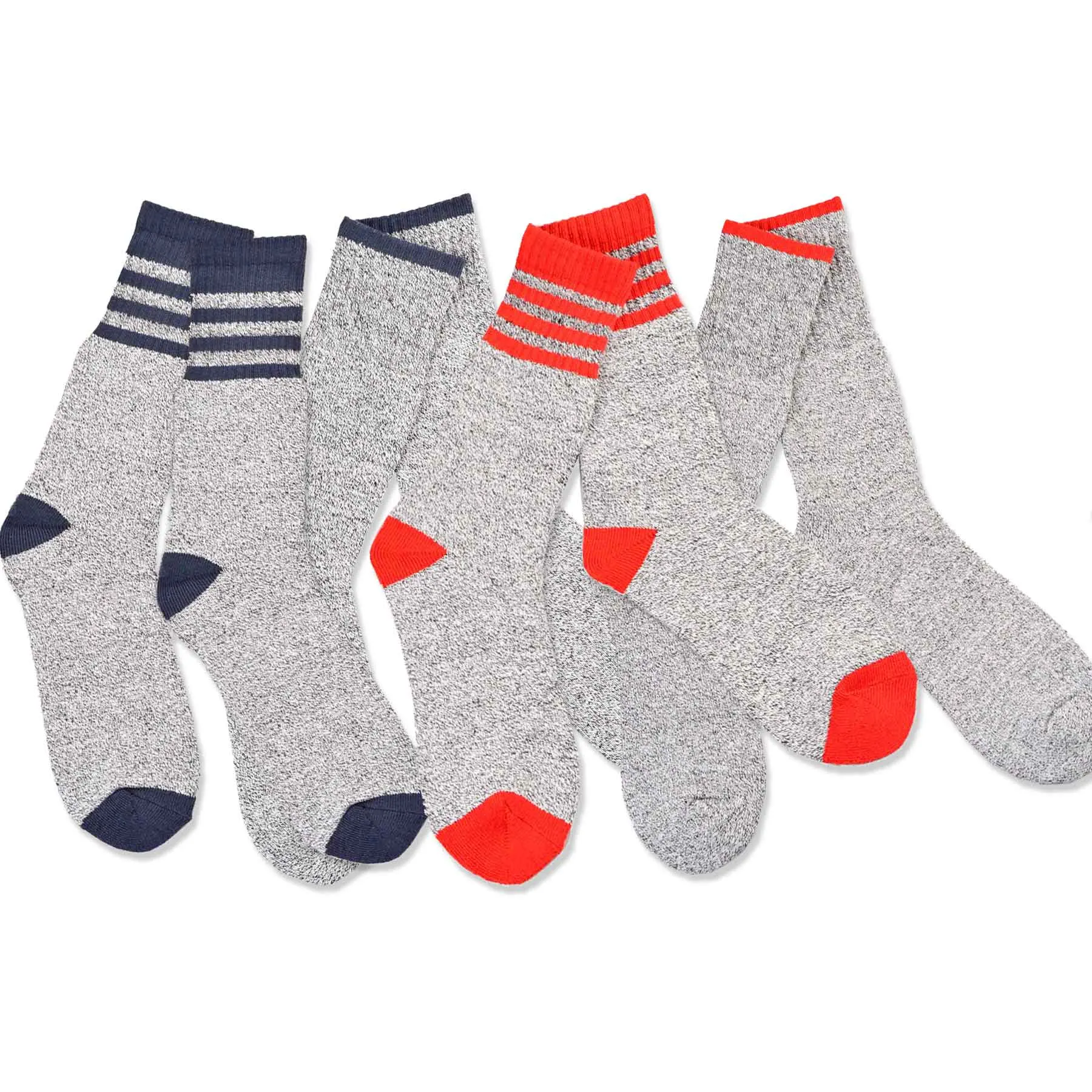 TeeHee Socks Men's Thermal Cotton Crew Solid Red/Blue 4-Pack (50766)