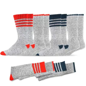 TeeHee Socks Men's Thermal Cotton Crew Solid Red/Blue 4-Pack (50766)