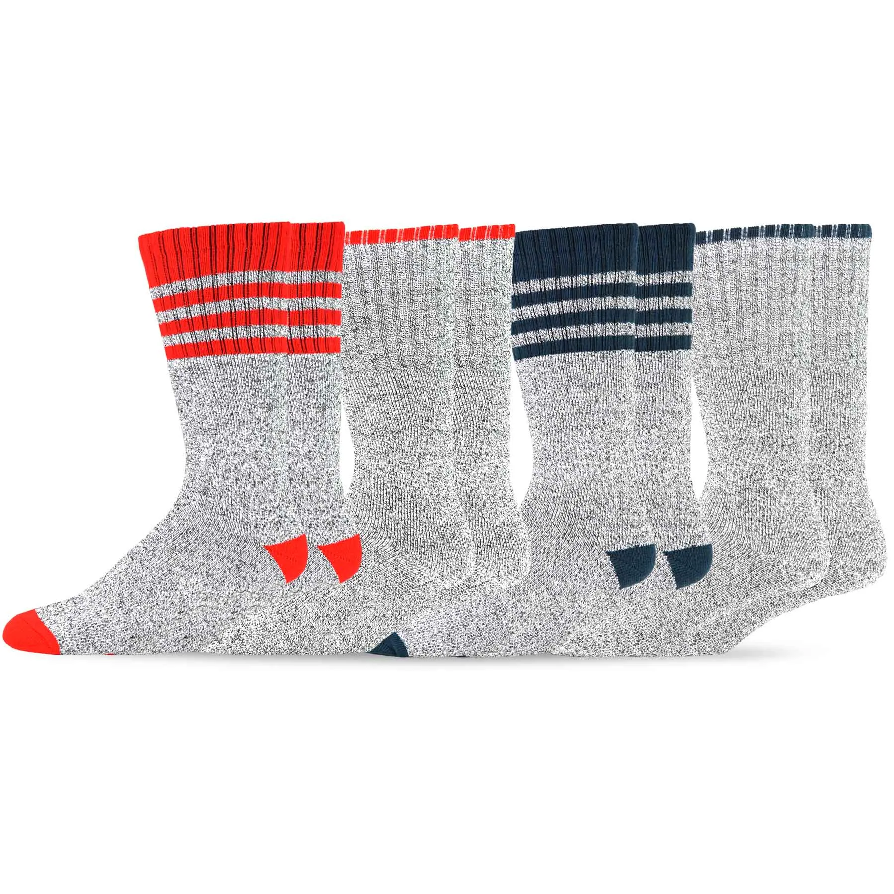 TeeHee Socks Men's Thermal Cotton Crew Solid Red/Blue 4-Pack (50766)