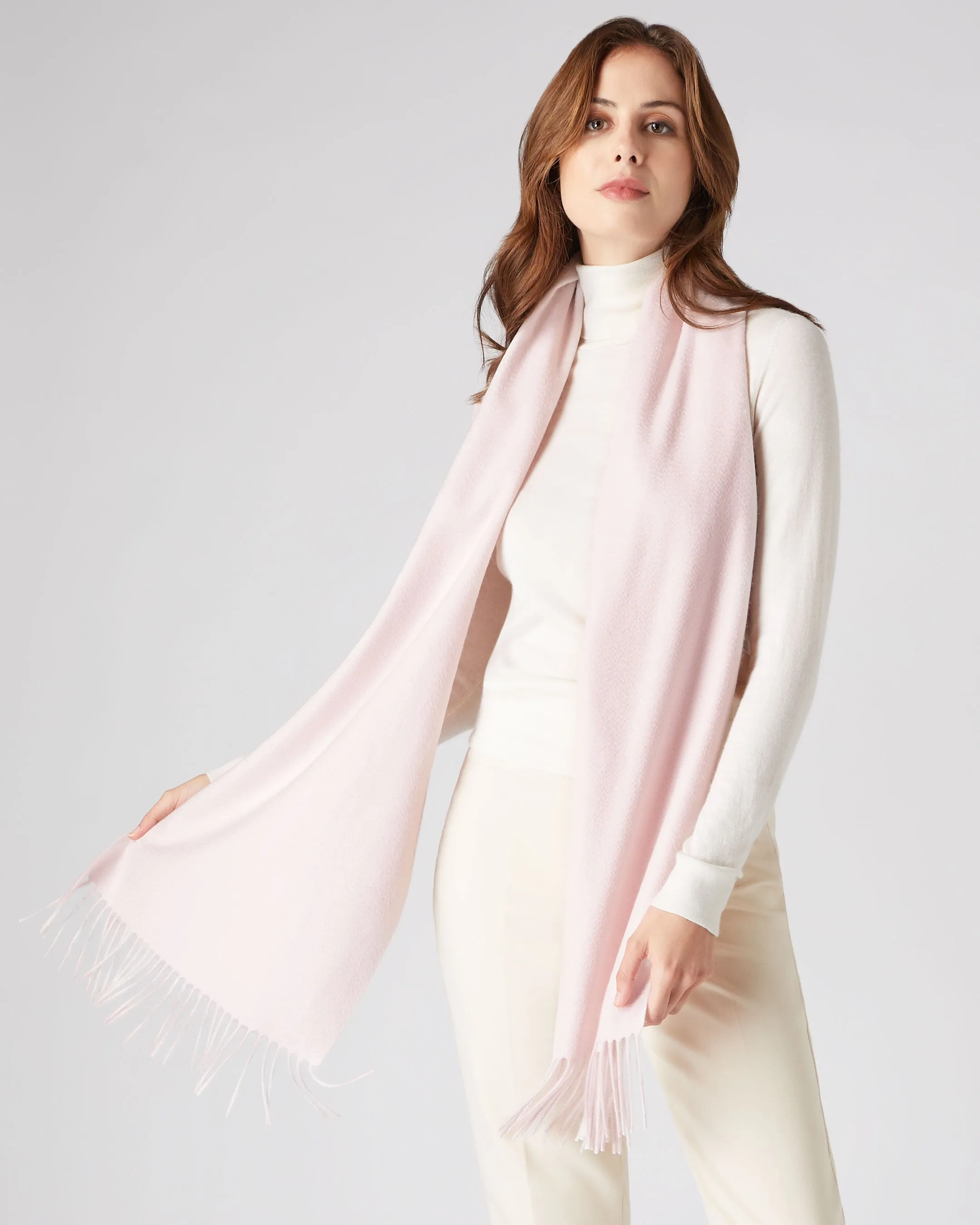 Unisex Large Woven Cashmere Scarf Quartz Pink