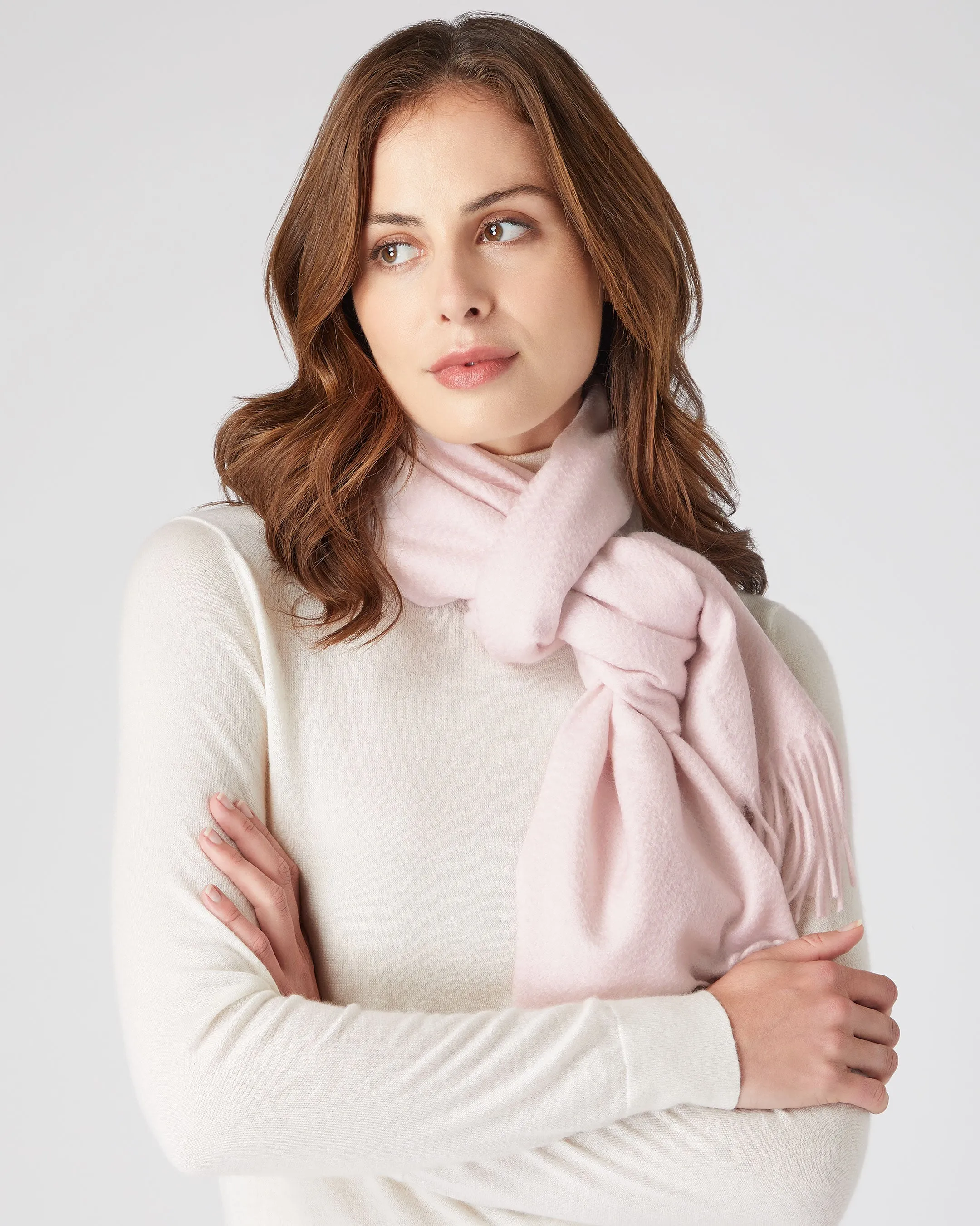 Unisex Large Woven Cashmere Scarf Quartz Pink