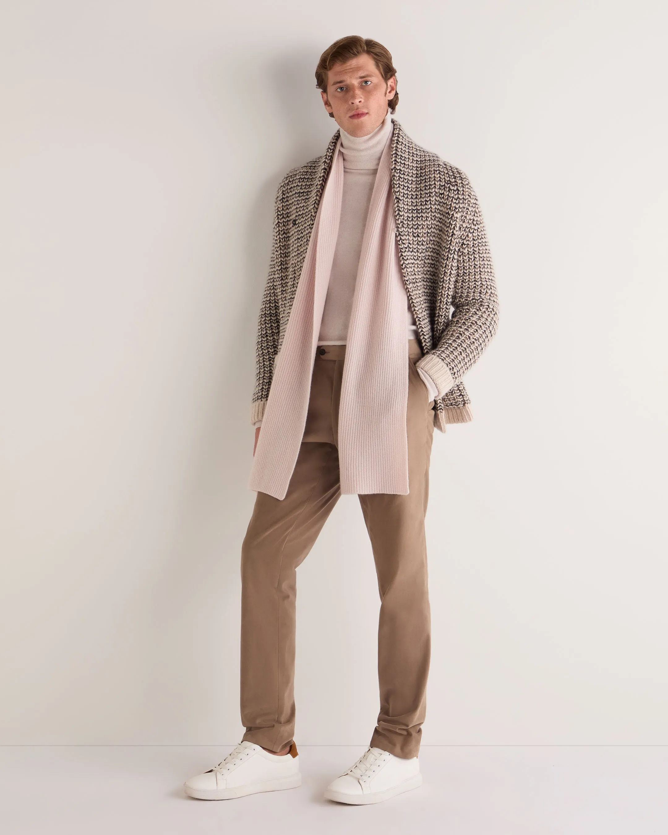 Unisex Ribbed Cashmere Scarf Quartz Pink