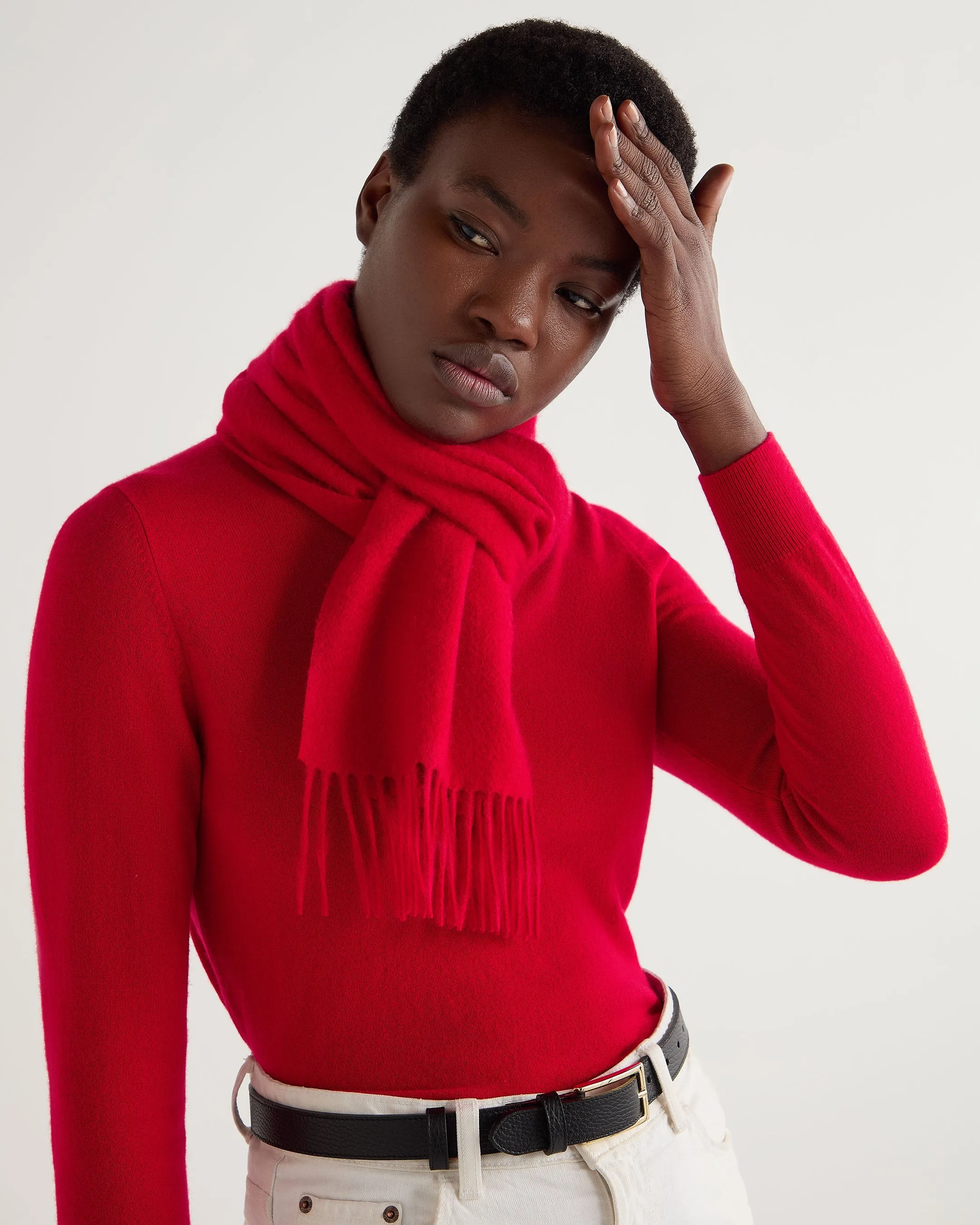 Unisex Woven Cashmere Scarf Riding Red