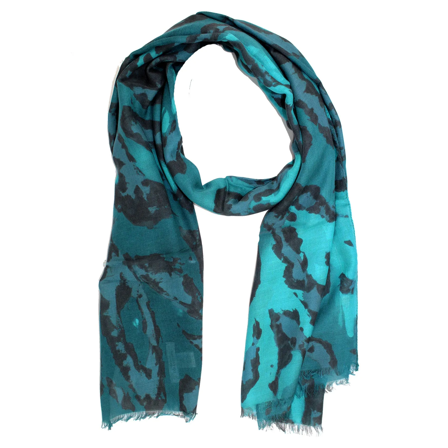 Versace Scarf Turquoise Black Design - Modal Cashmere Shawl SALE