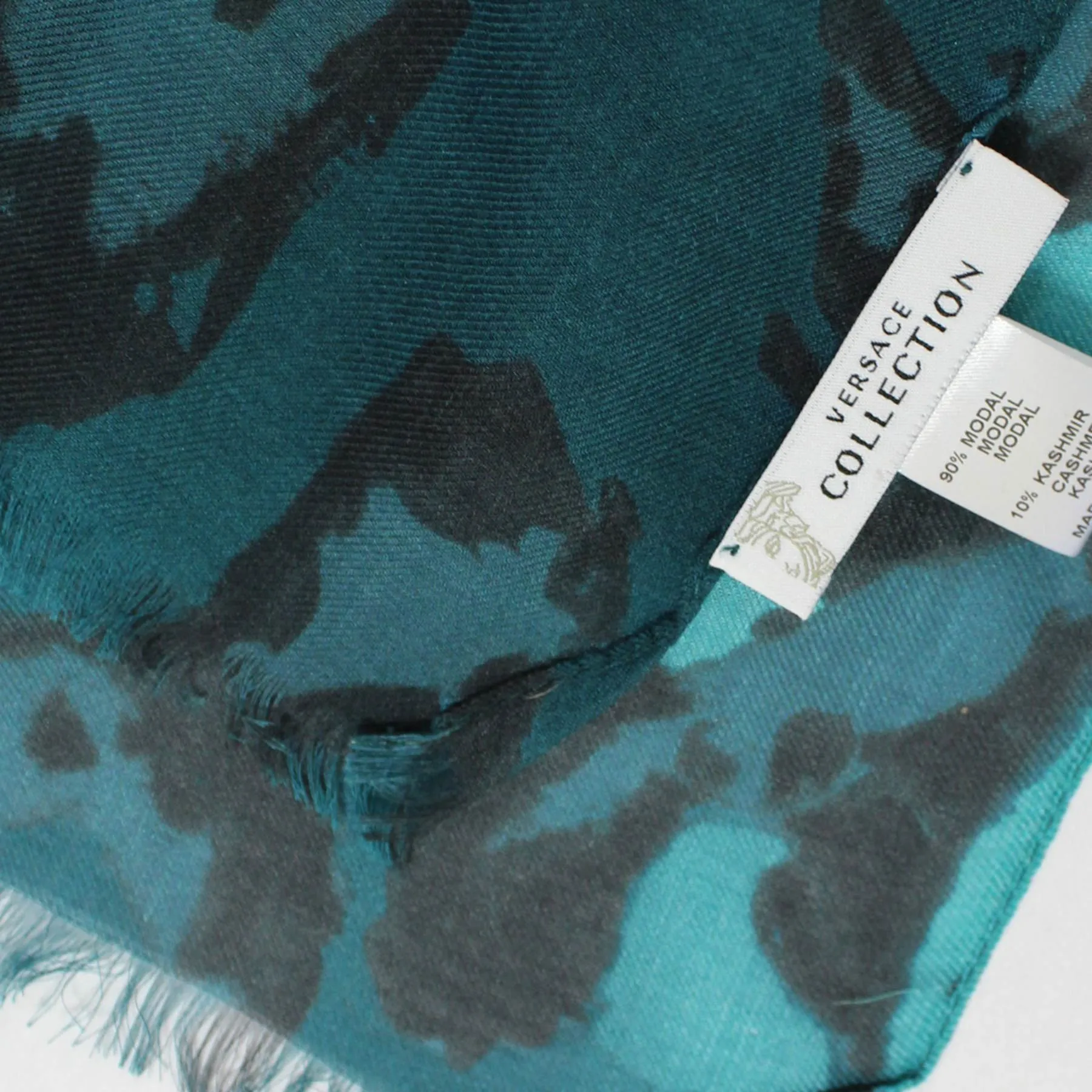 Versace Scarf Turquoise Black Design - Modal Cashmere Shawl SALE