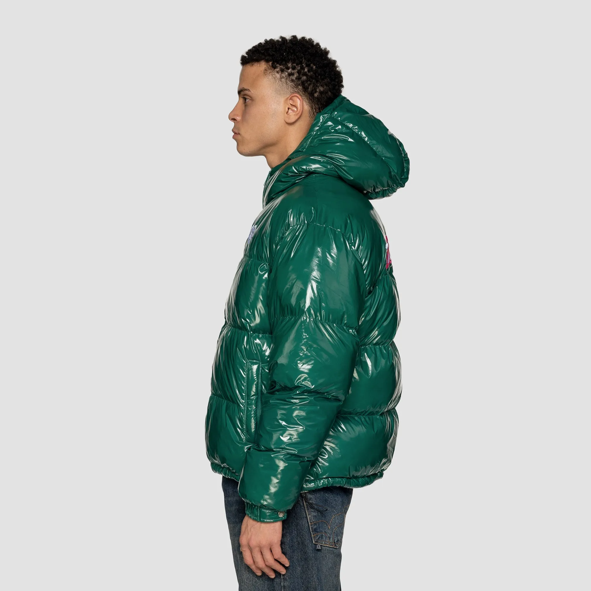 VERSE LOGO PUFFER (HOODED) - GREEN