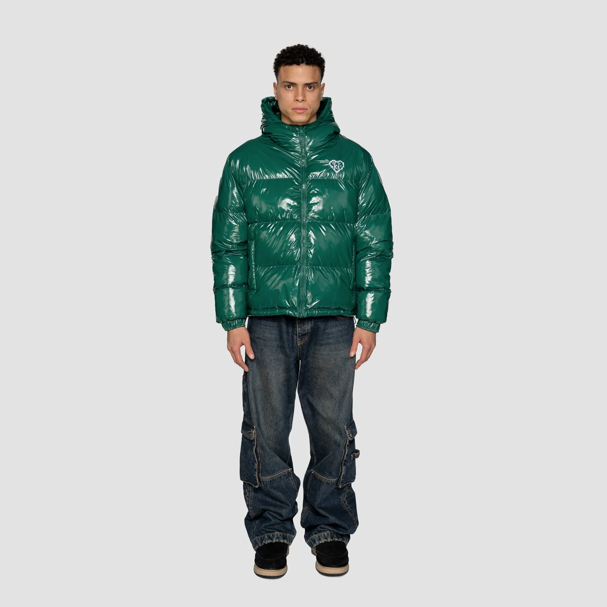 VERSE LOGO PUFFER (HOODED) - GREEN