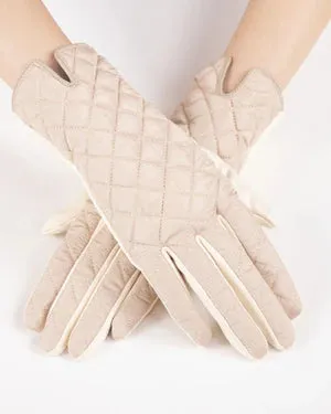 VERY MODA QUILTED GLOVES - BEIGE - GL12310BG