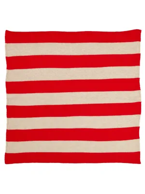 Wide Stripe Square Neckerchief Scarlet & Oatmeal Sample Sale